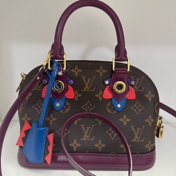 Louis Vuitton Brown and Burgundy Mini Bag with Red and Blue Accents - Picture 3 of 6